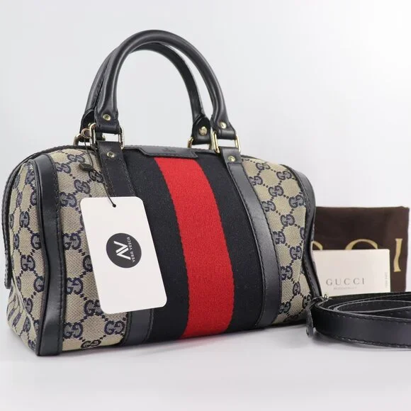 GUCCI Monogram Vintage Web Small Boston - Picture 1 of 16